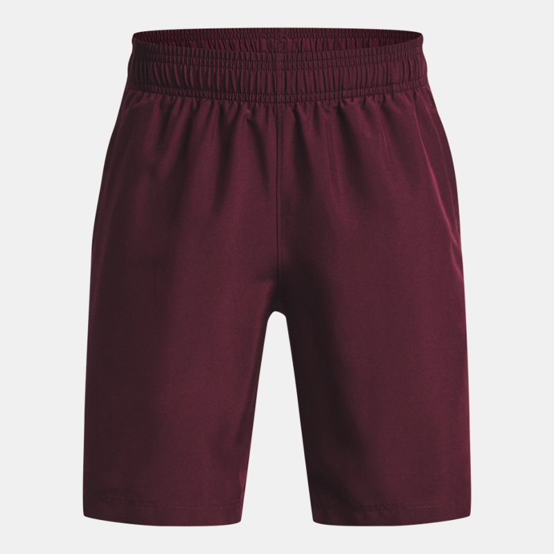 Boys' Under Armour Woven Graphic Shorts Dark Maroon / Beta YLG (59 - 63 in)